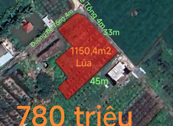 Bán lô đất lúa hai mặt tiền đường Bê tông 4 m giá 780 triệu 