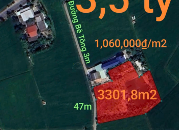 Bán lô đất thổ lúa mặt tiền đường đan 3m giá 3,5 tỷ