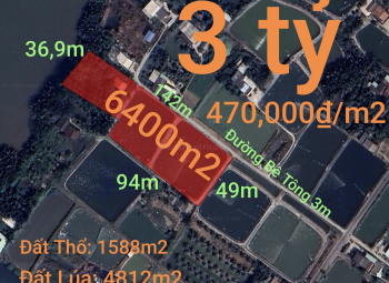 Bán lô đất thổ lúa mặt tiền đường đan 3m giá 3 tỷ
