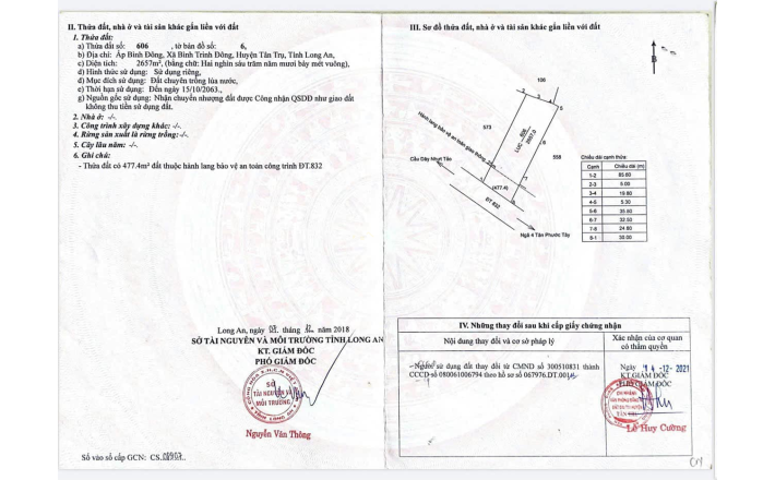 Đất lúa chuyển thổ mặt tiền tỉnh lộ 832 giá 6 tỷ 