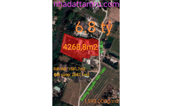 Bán lô đất thổ vườn có nhà giá 6,8 tỷ
