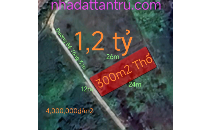 Bán lô đất thổ Bình Tịnh xây biệt thự vườn giá 1,2 tỷ