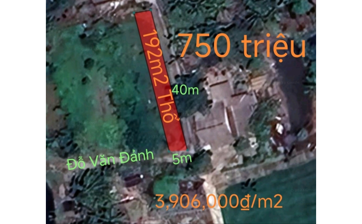 Bán lô đất thổ cất nhà vườn giá 750 triệu