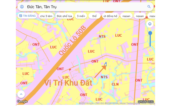 Bán lô đất thổ và lúa có nhà gần quốc lộ 50b giá 1,2 tỷ