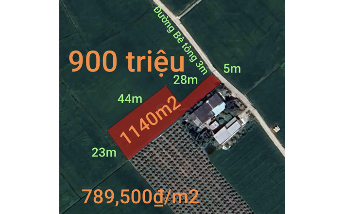 Bán lô đất thổ lúa giá rẻ gần quốc lộ 50B giá 900 triệu