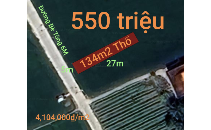 Bán gấp lô đất thổ thu hồi vốn giá 550 triệu 