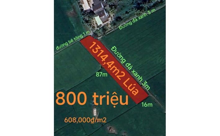Bán gấp lô đất lúa hai mặt tiền xã Đức Tân giá 800 triệu 